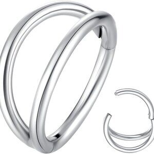 Silver 18G 8mm Seamless Hinged Segment Hoop Nose Ring for Piercings